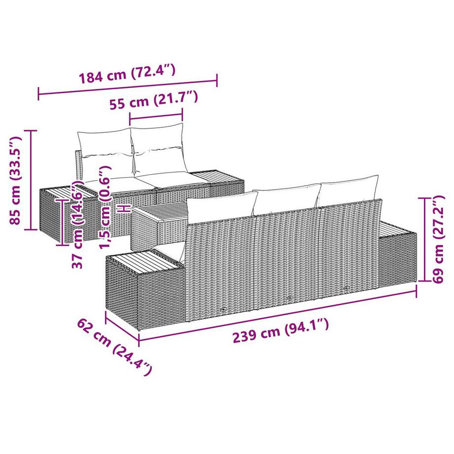 VidaXL Set di Mobili da Esterno Polyrattan  