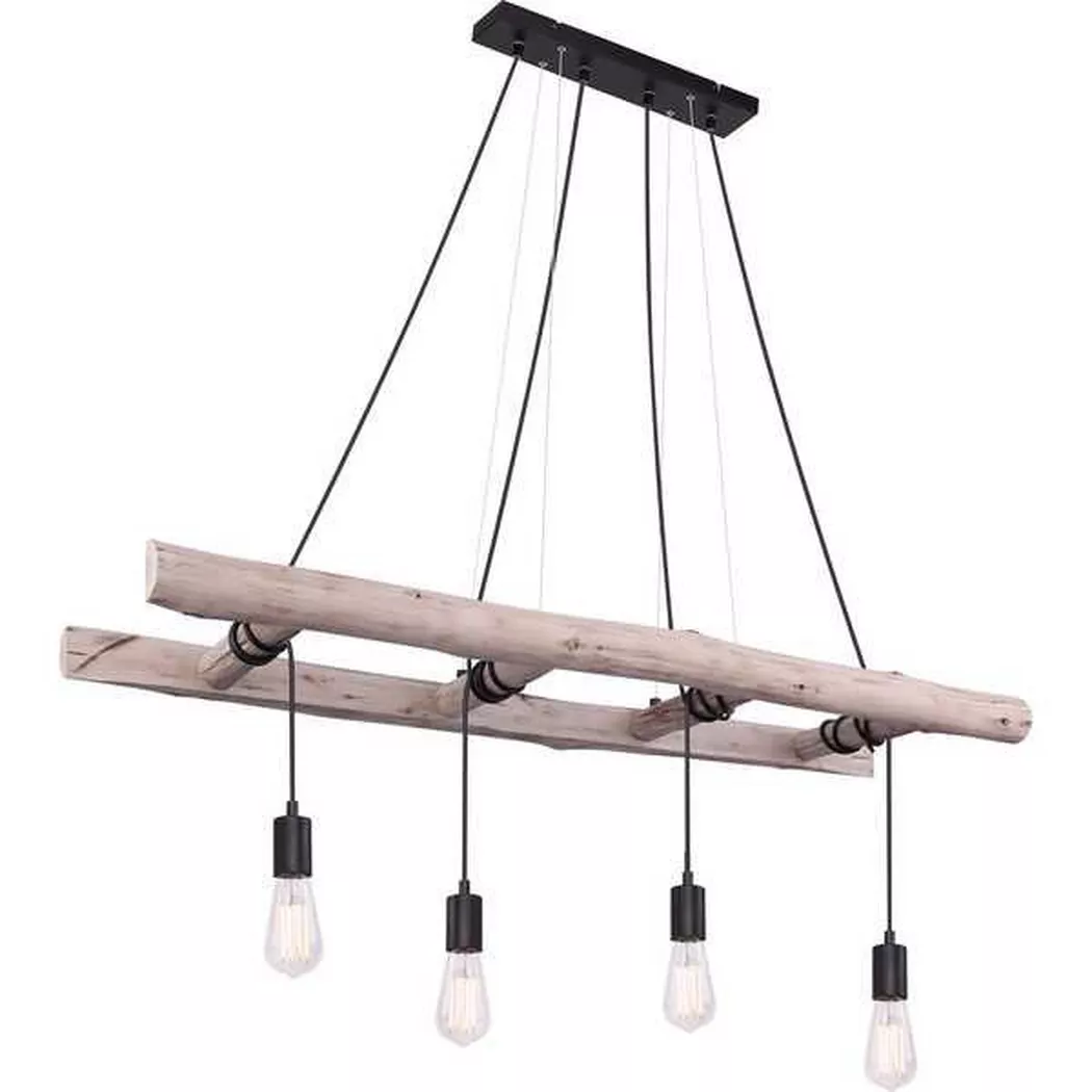 mutoni – Hängeleuchte Irmgard Holz natur 4xE27, One Size, Multicolor