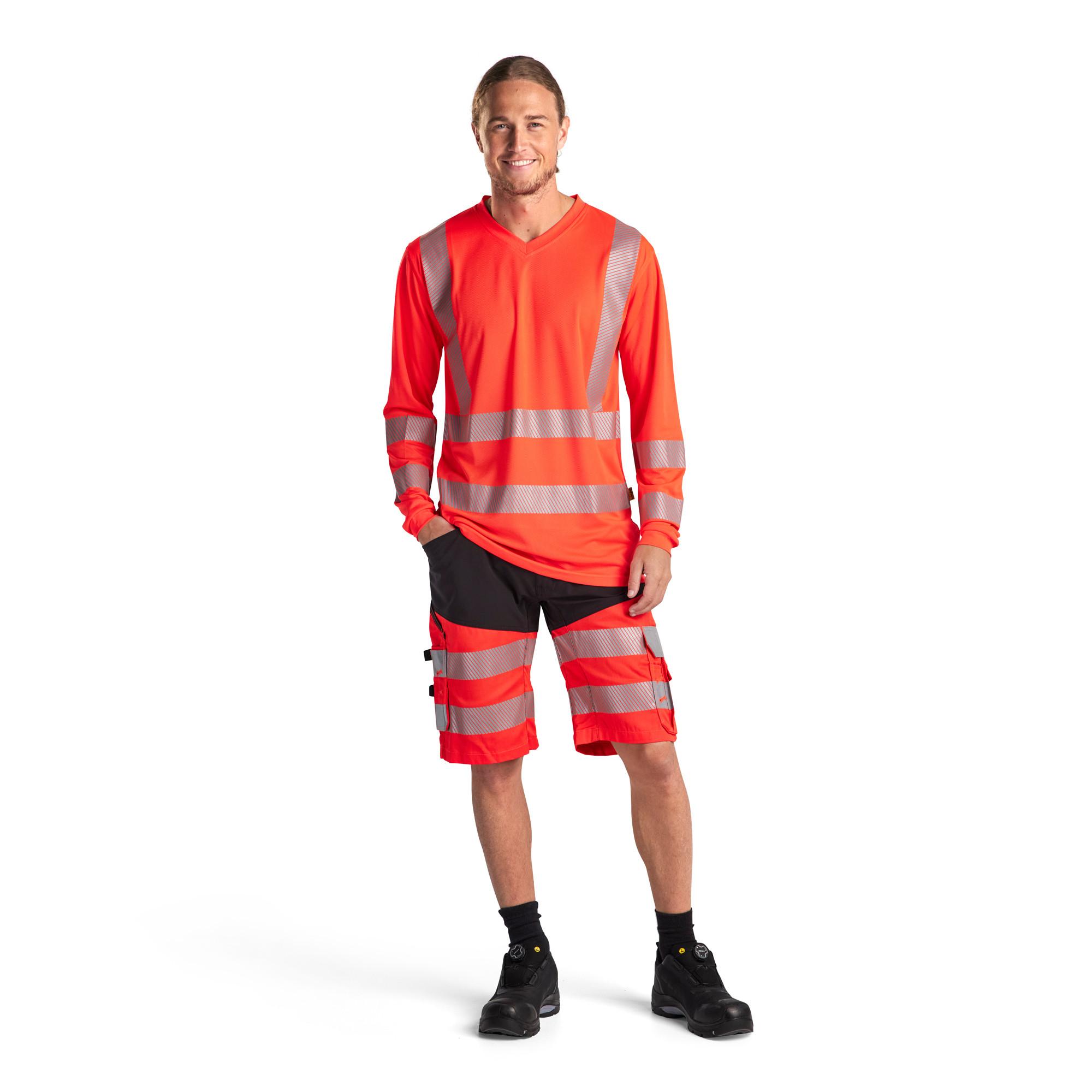 Blaklader Langarm High Visibility V-Ausschnitt T-Shirt UV-Schutz  