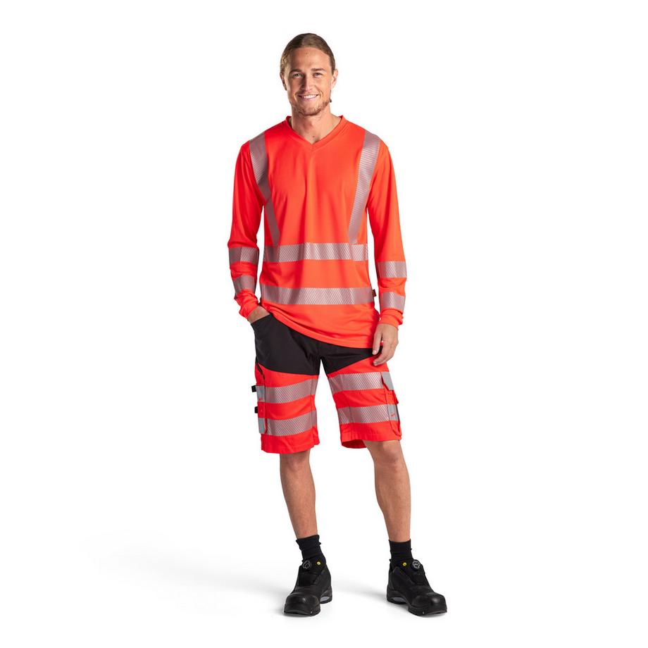 Blaklader Langarm High Visibility V-Ausschnitt T-Shirt mit UV-Schutz  