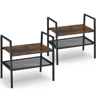 Northix Scarpiera impilabile a 2 livelli in legno e metallo 54 x 32 x 52 cm marrone + nero  