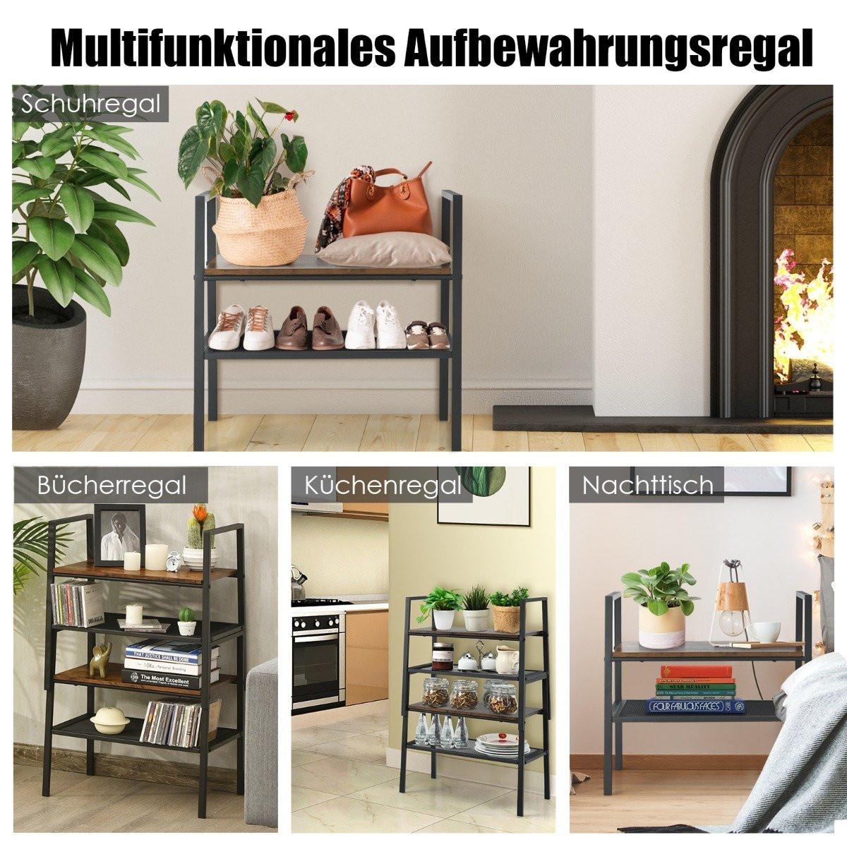 Northix Scarpiera impilabile a 2 livelli in legno e metallo 54 x 32 x 52 cm marrone + nero  