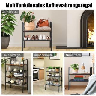 Northix Scarpiera impilabile a 2 livelli in legno e metallo 54 x 32 x 52 cm marrone + nero  