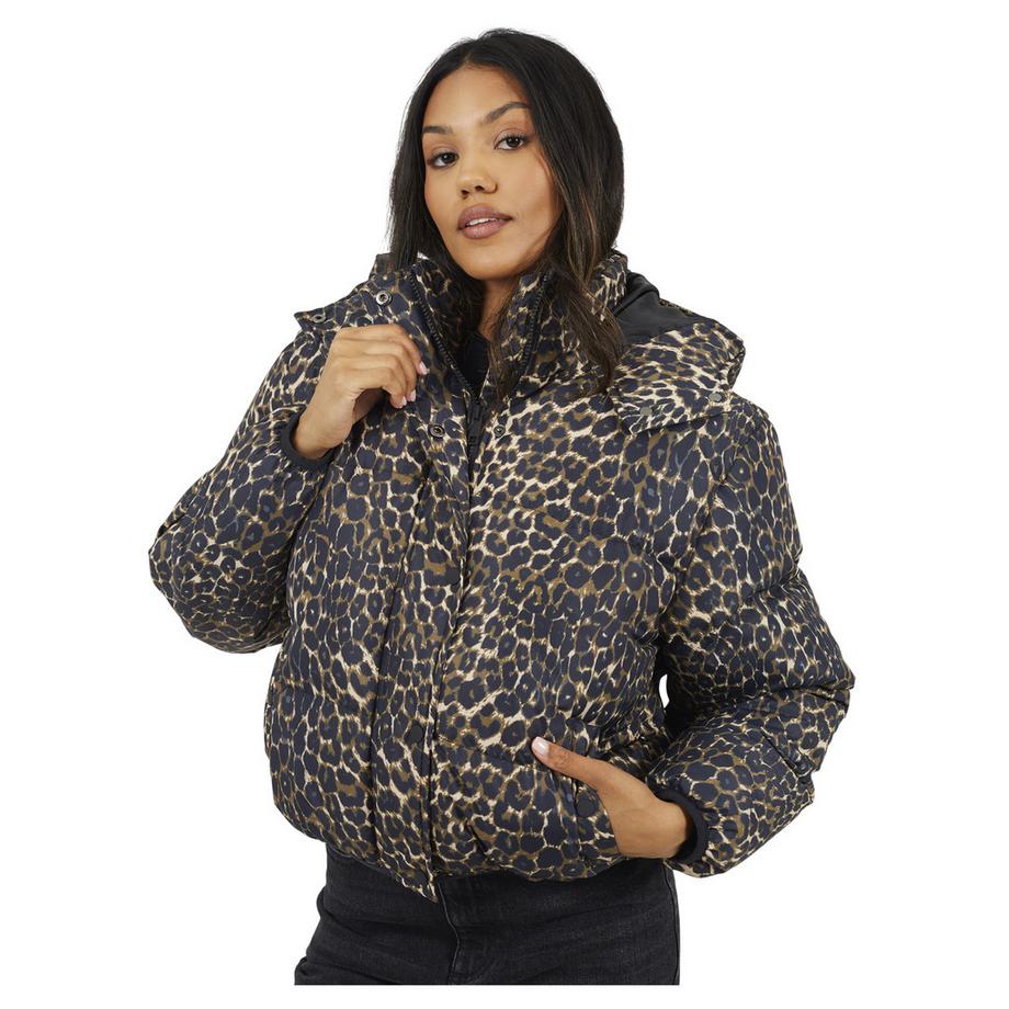 Brave Soul Bunny Piumino Corto Oversize Leopardato  