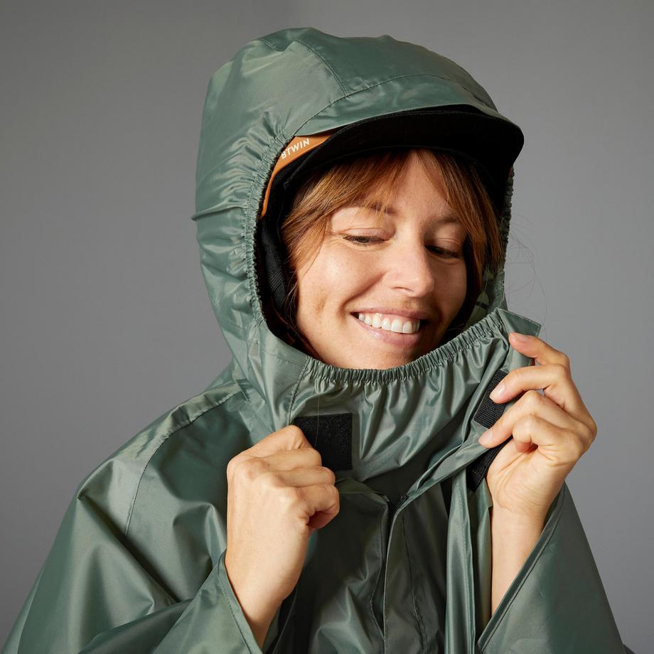 BTWIN  PONCHO PLUIE VELO VILLE 100 VERT 