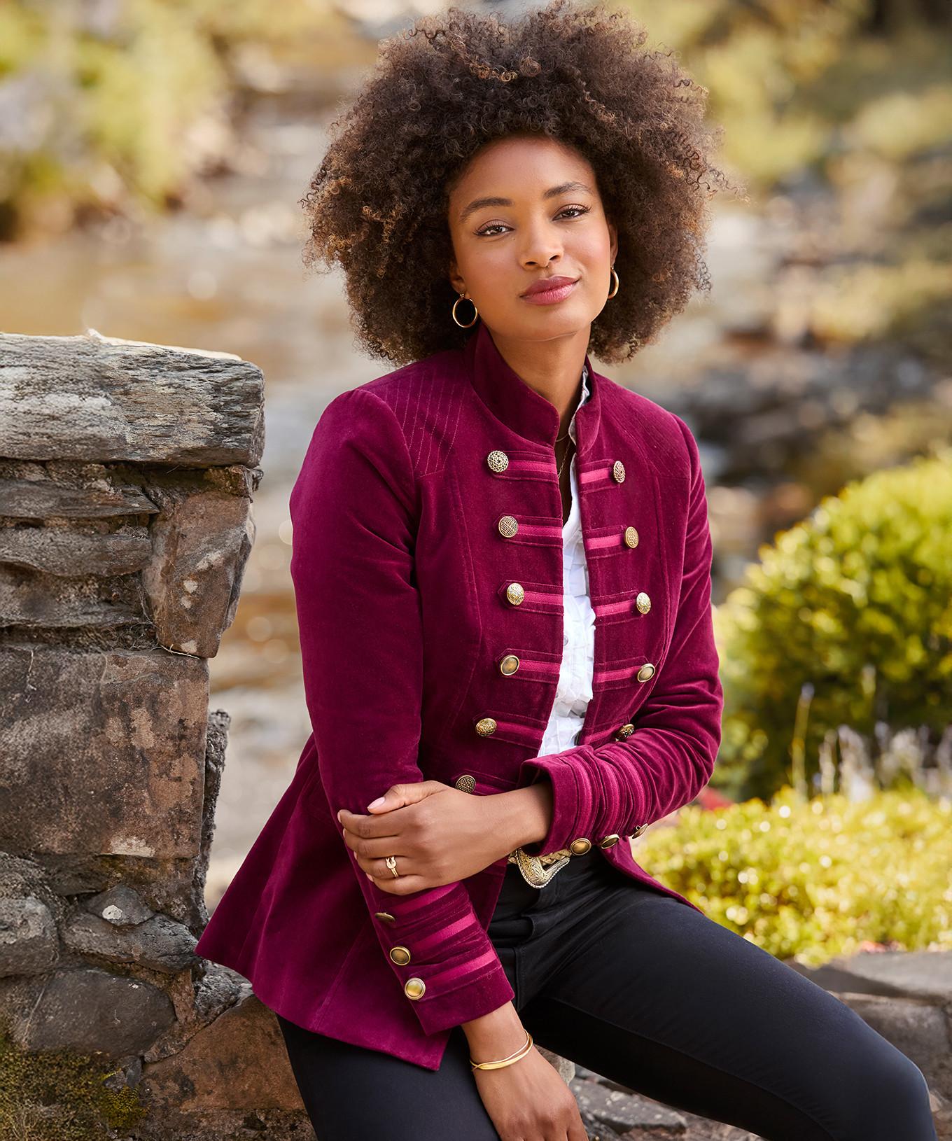 Joe Browns Samt Militärjacke mit Knopfdetails  