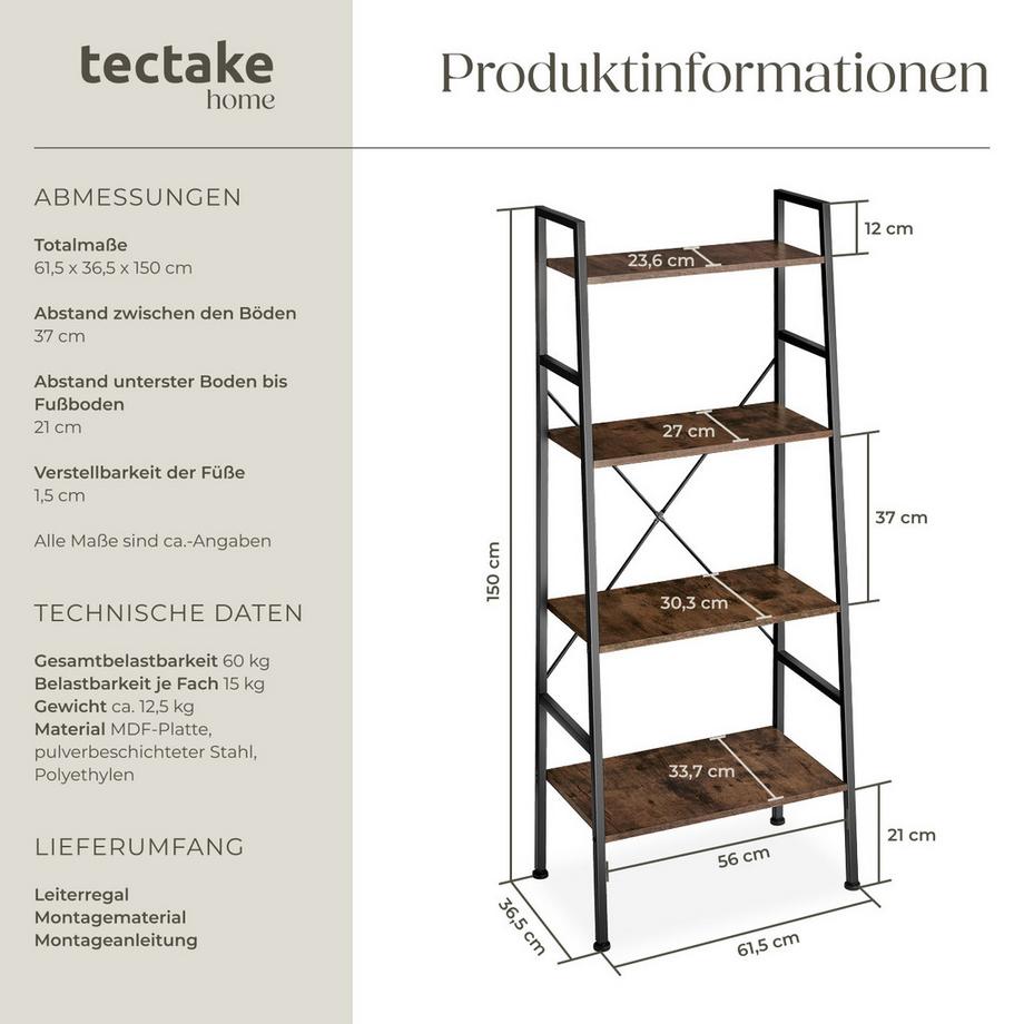Tectake Étagère LIVERPOOL style industriel  