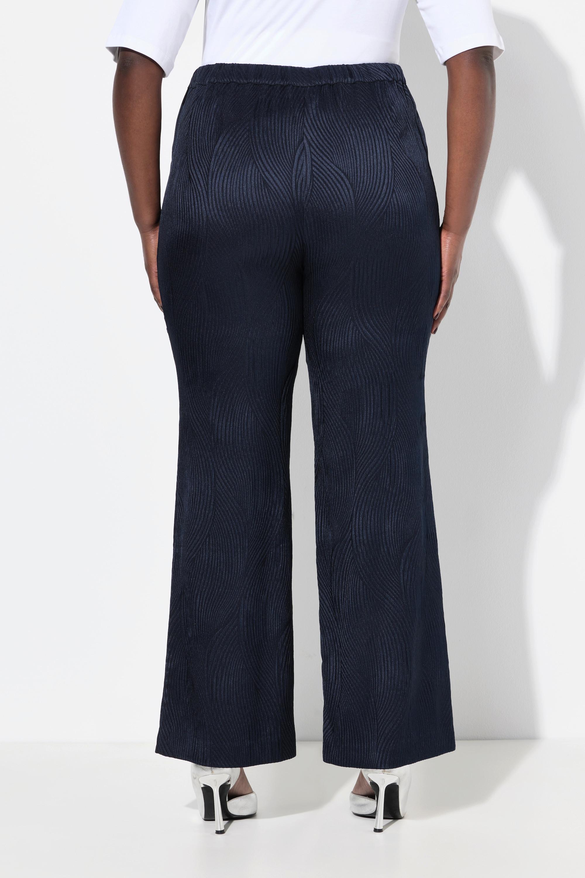 Ulla Popken Hose Struktur Weites Gerades Bein Komfortbund  