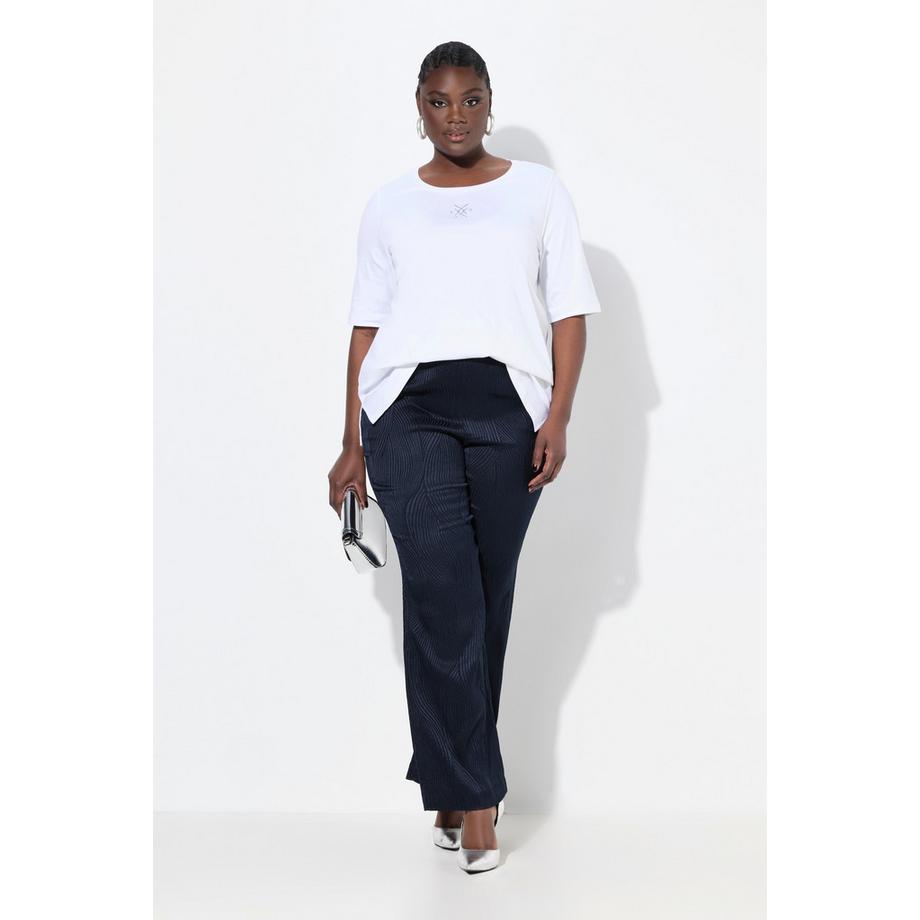 Ulla Popken Pantaloni Strutturati Gamba Larga Dritta Vita Comoda  