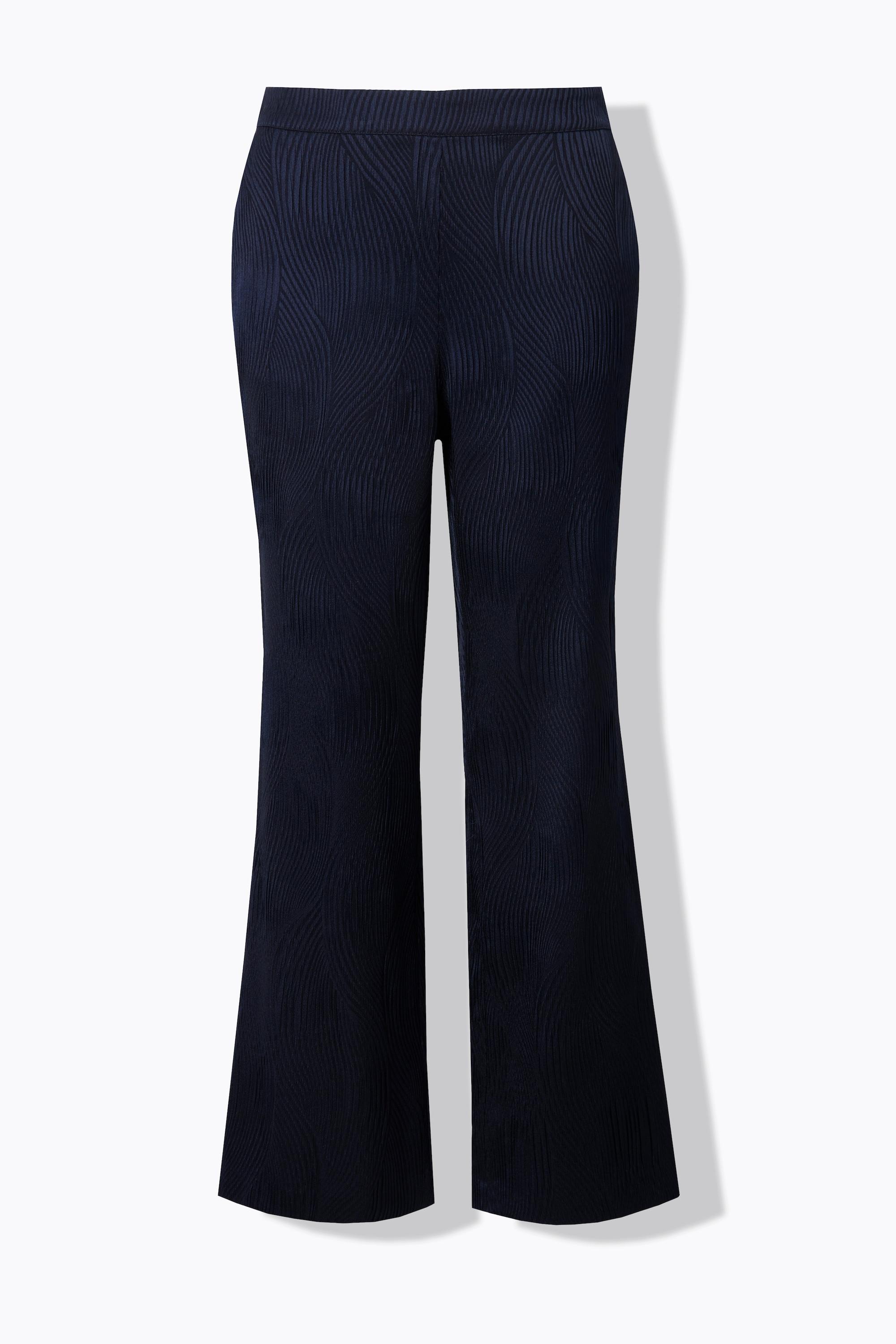 Ulla Popken Hose Struktur Weites Gerades Bein Komfortbund  