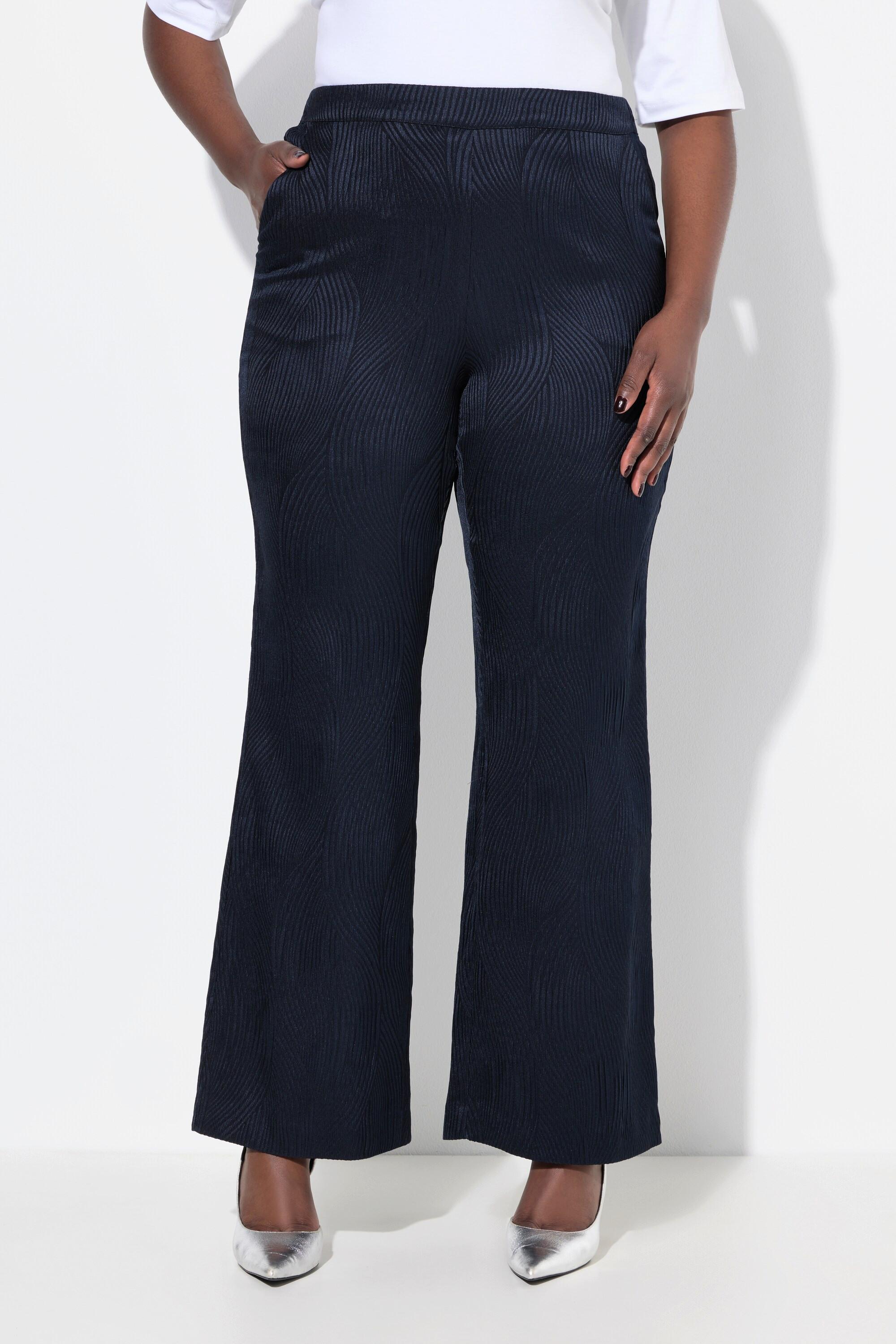 Ulla Popken Hose Struktur Weites Gerades Bein Komfortbund  