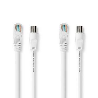 Nedis  Coax & Cat6 Combi Cable | IEC (Coax) Male / RJ45 Male | IEC (Coax) Female / RJ45 Male | Nickel Plated | RG58 | 75 Ohm | Double Shielded | 3.00 m | Round | PVC | White | Box 