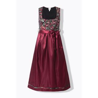 Ulla Popken Dirndl Floral Décolleté Carré Sans Manches avec Tablier en Satin  