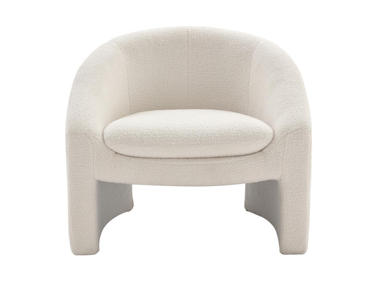 Vente-unique Fauteuil en tissu bouclette blanc OSSANA  