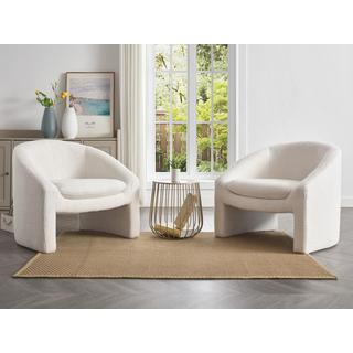 Vente-unique Fauteuil en tissu bouclette blanc OSSANA  