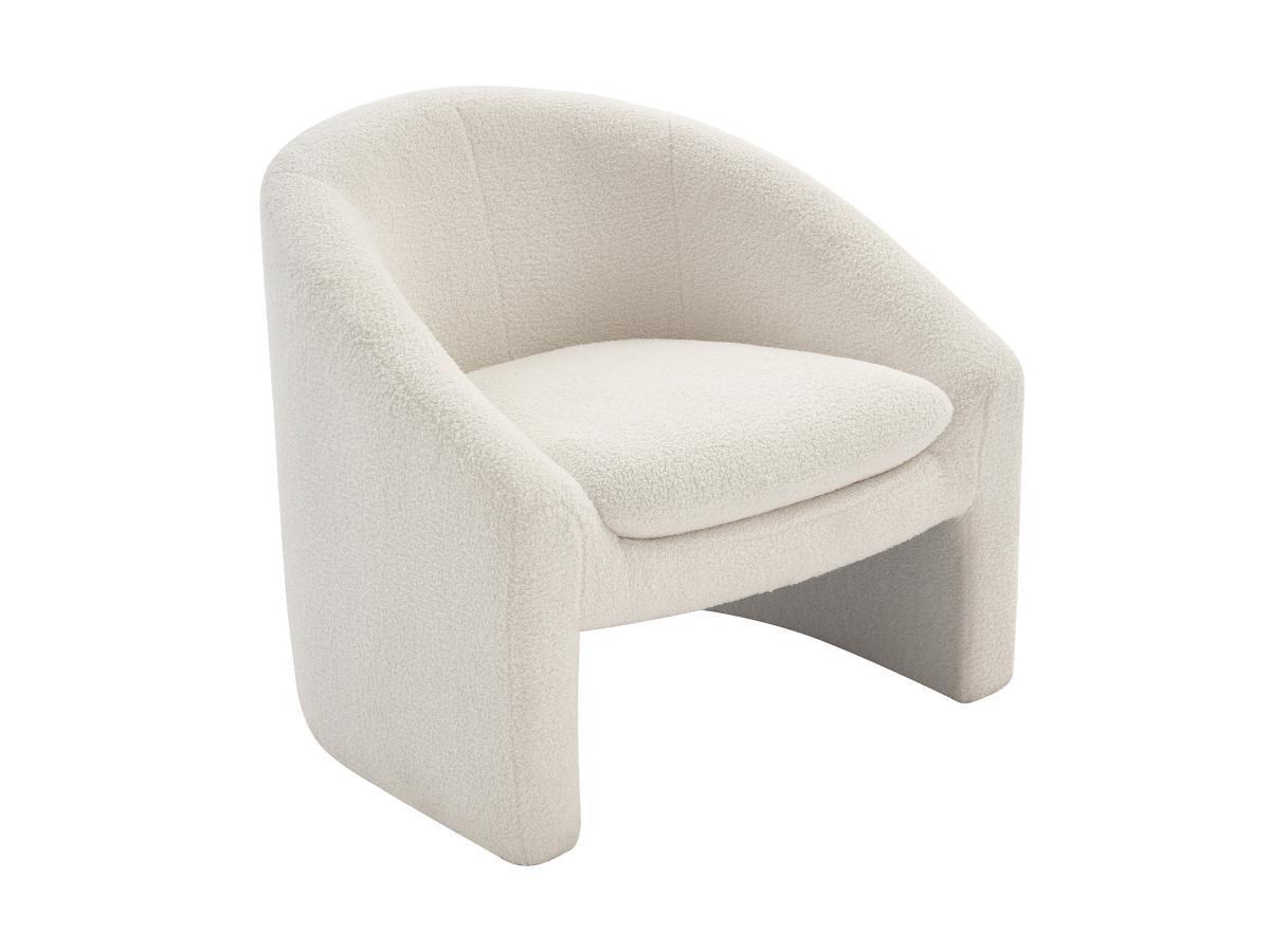 Vente-unique Fauteuil en tissu bouclette blanc OSSANA  