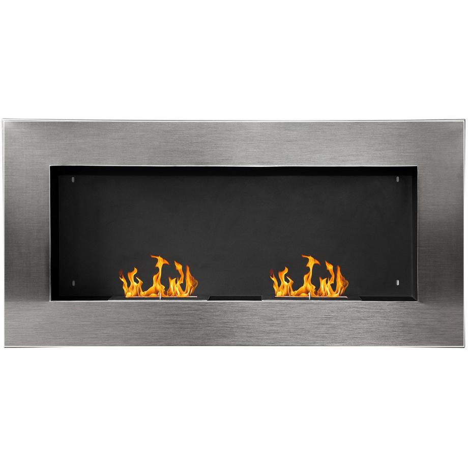 Northio  Camino In Gel In Acciaio Inox Camino A Etanolo Camino A Bioetanolo Caminetto Da Parete Argento 110 X 54 X 14 Cm 