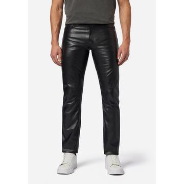 Pantalon en cuir pour hommes No. 3 TR Jeans, dans le style classique 5 poches en cuir de vache ciré