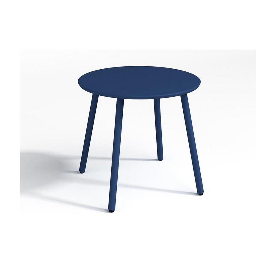 Vente-unique Salon de jardin en métal - 2 fauteuils bas empilables et une table d'appoint - Bleu nuit - MIRMANDE de MYLIA  