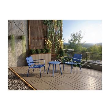 Salon de jardin en métal - 2 fauteuils bas empilables et une table d'appoint - Bleu nuit - MIRMANDE de MYLIA