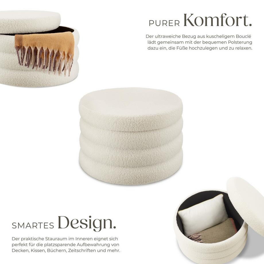 Tectake Sitzhocker mit Stauraum Altu XL rund 67 x 42 cm  