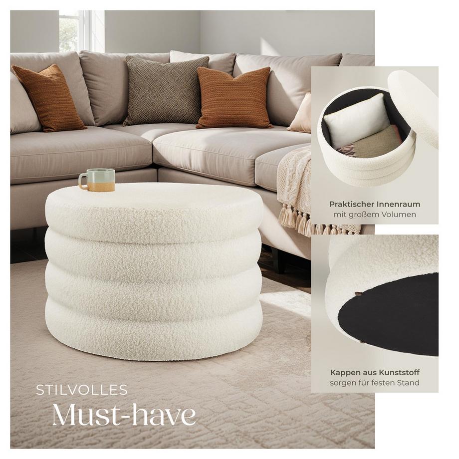 Tectake Sitzhocker mit Stauraum Altu XL rund 67 x 42 cm  