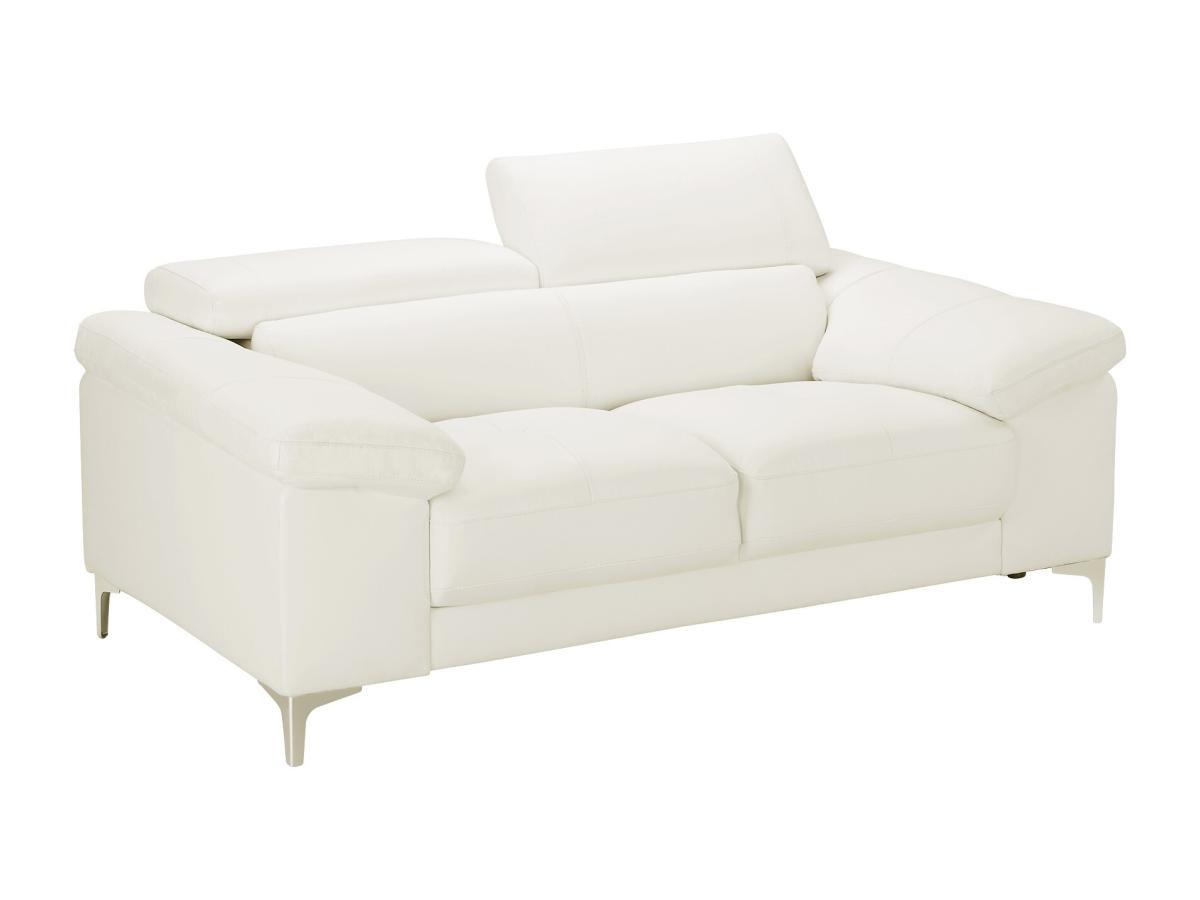 Vente-unique Ledersofa 2-Sitzer - Weiß - SOLANGE  