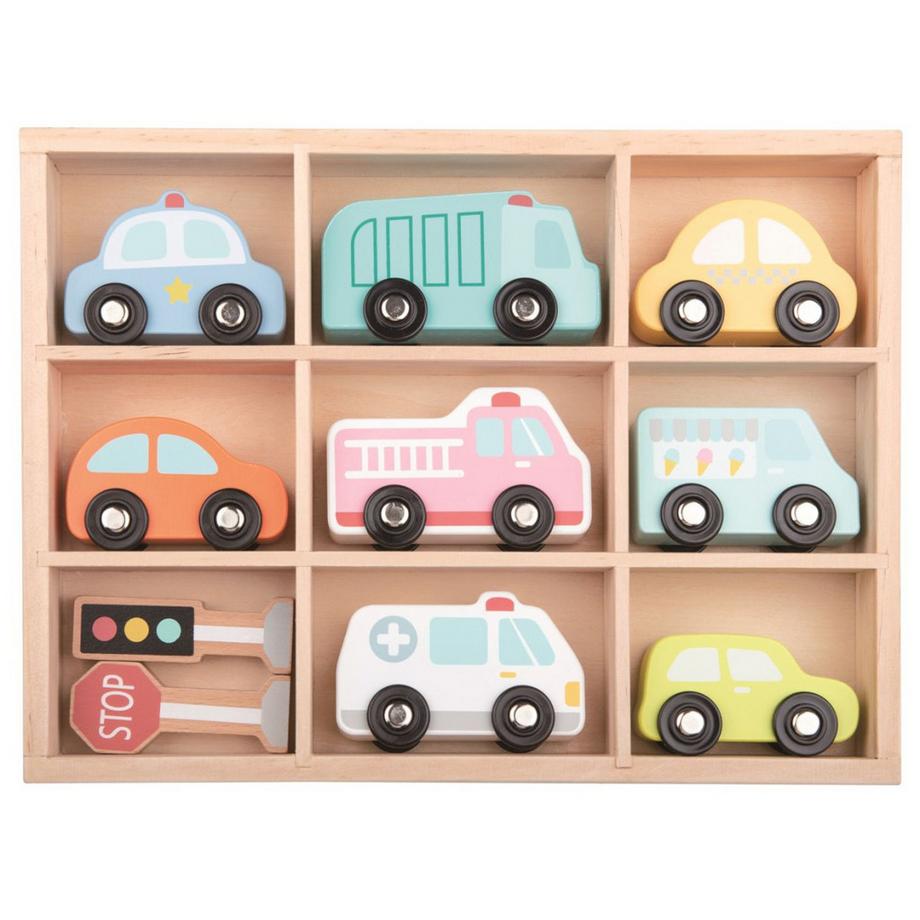 Spielba Holzspielwaren  Fahrzeug-Set in Holzbox 