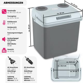 Tectake Box elettrico per raffreddamento e riscaldamento con maniglia per il trasporto, 25 litri  