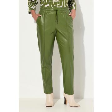 Pantaloni a 7/8 in similpelle con nervature e cintura elastica