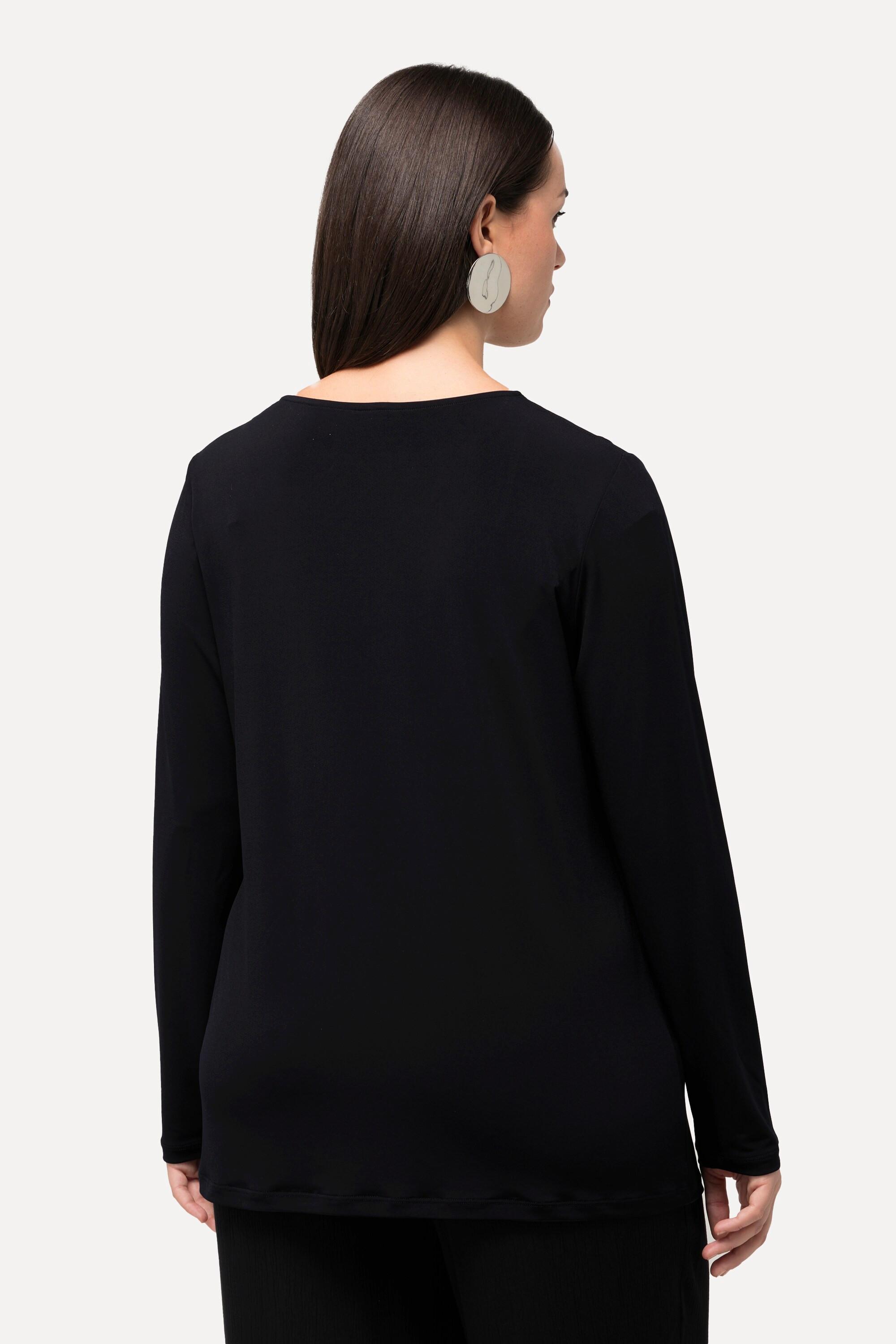 Ulla Popken  Shirt, Cut-Out, asymmetrischer Ausschnitt, Langarm 