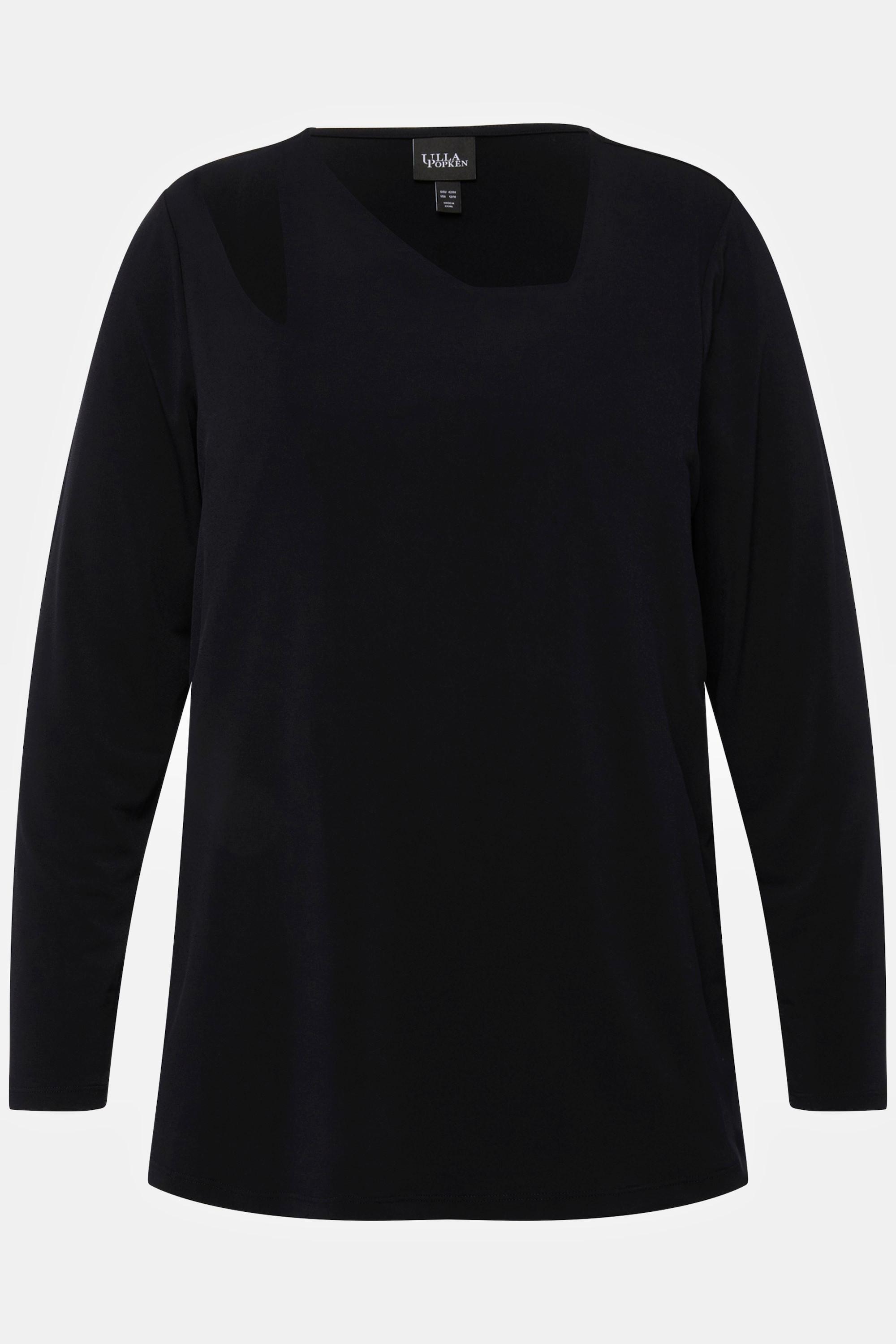 Ulla Popken  Shirt, Cut-Out, asymmetrischer Ausschnitt, Langarm 