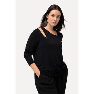 Ulla Popken  Shirt, Cut-Out, asymmetrischer Ausschnitt, Langarm 