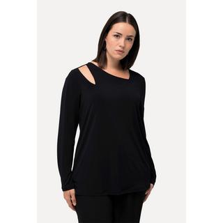 Ulla Popken  Shirt, Cut-Out, asymmetrischer Ausschnitt, Langarm 