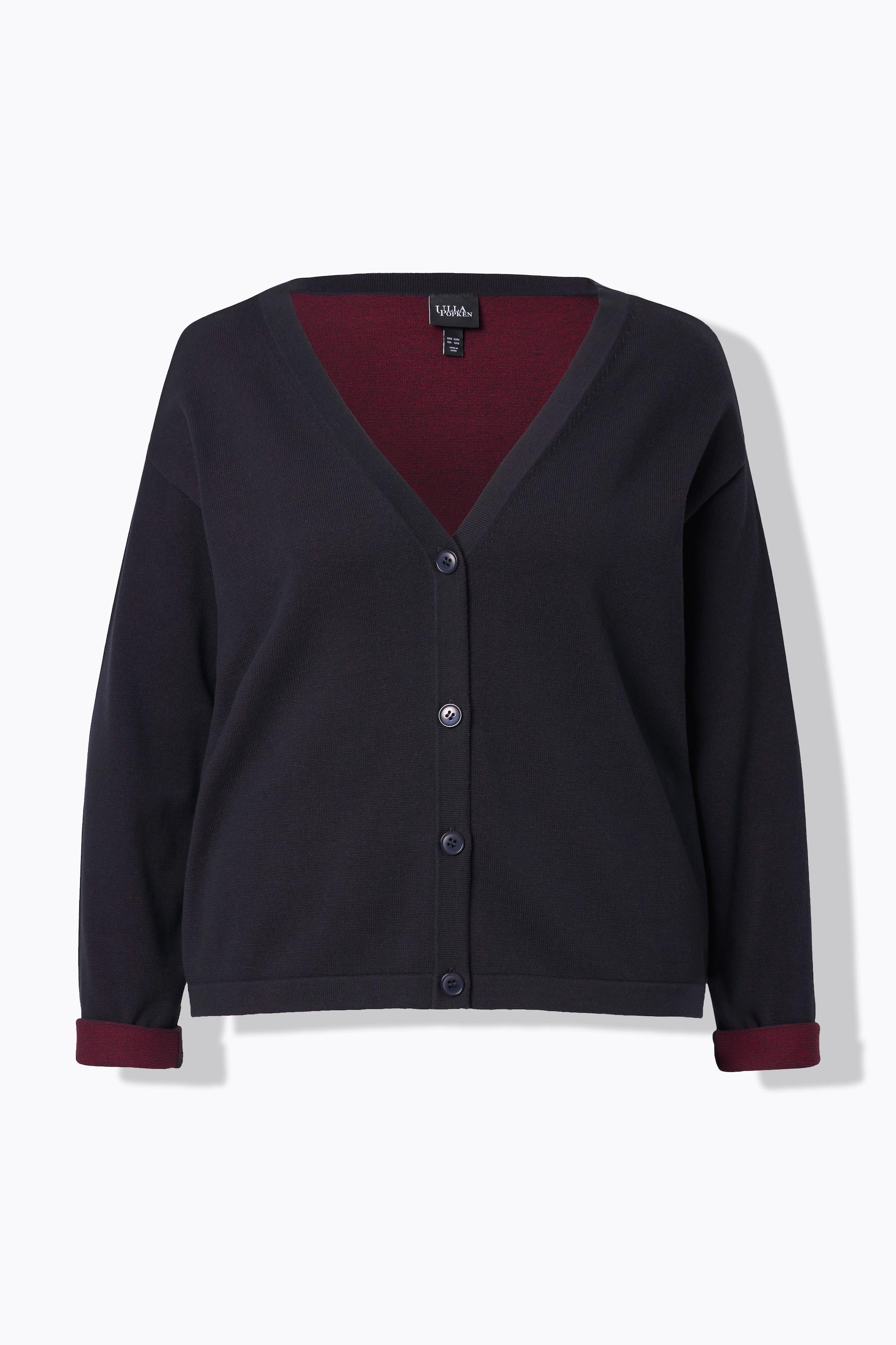 Ulla Popken Cardigan Doubleface Encolure V Manches Longues  