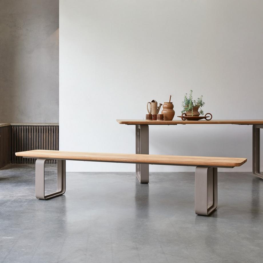 Tikamoon Panca in teak massello e alluminio Harper  