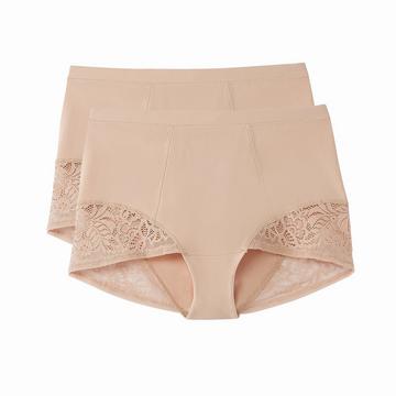 Lot de 2 culottes hautes en coton et dentelle