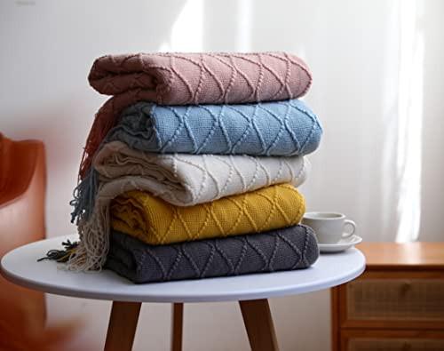 Alopini Morbida Coperta in Lana Lavorata a Maglia con Nappe  