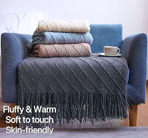 Alopini Morbida Coperta in Lana Lavorata a Maglia con Nappe  