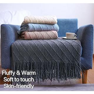 Alopini Couverture de vie en laine tricotée douce, couverture à pampilles, couverture de canapé, couverture de sommeil  