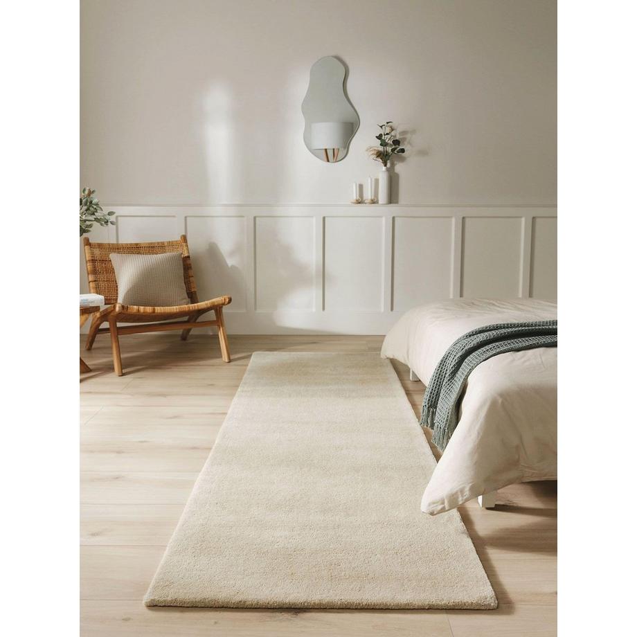 Benuta Tappeto passatoia in lana Bent Crema  