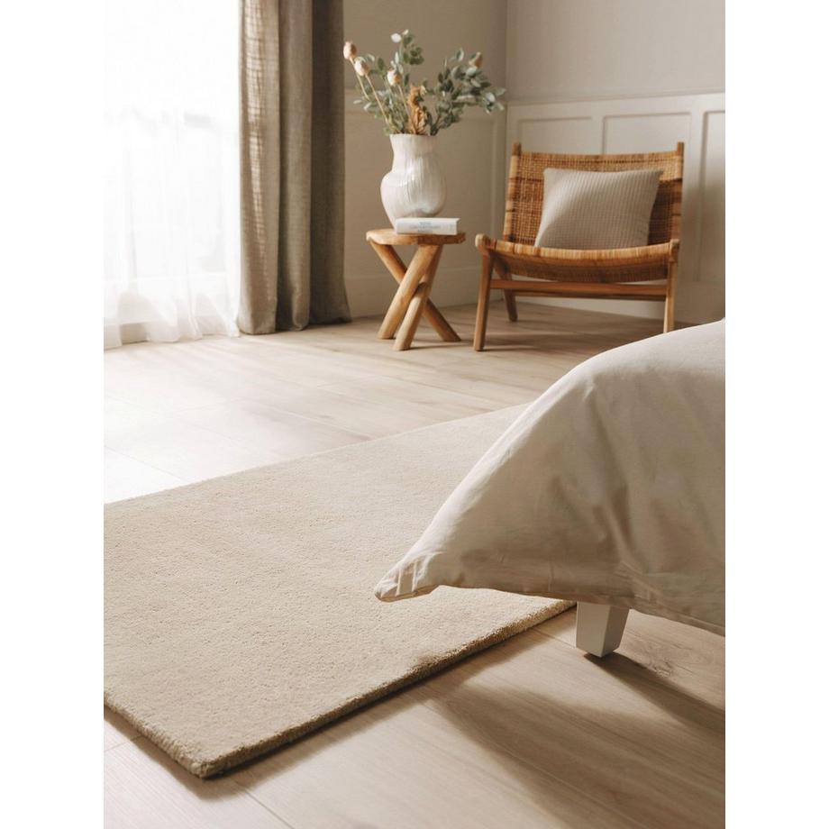 Benuta Tappeto passatoia in lana Bent Crema  