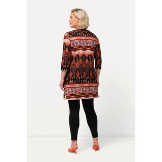 Ulla Popken  Longshirt, gemustert, Carree-Ausschnitt, 3/4-Arm 