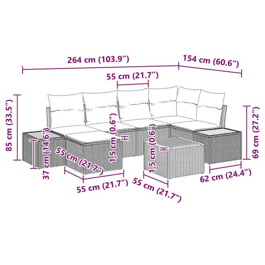 VidaXL Garten-sofa poly-rattan  