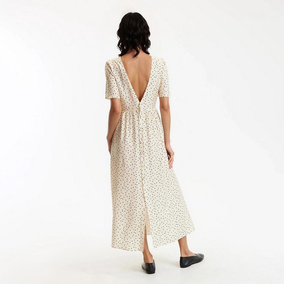La Redoute Collections Abito Lungo a Pois Girocollo Maniche Corte  