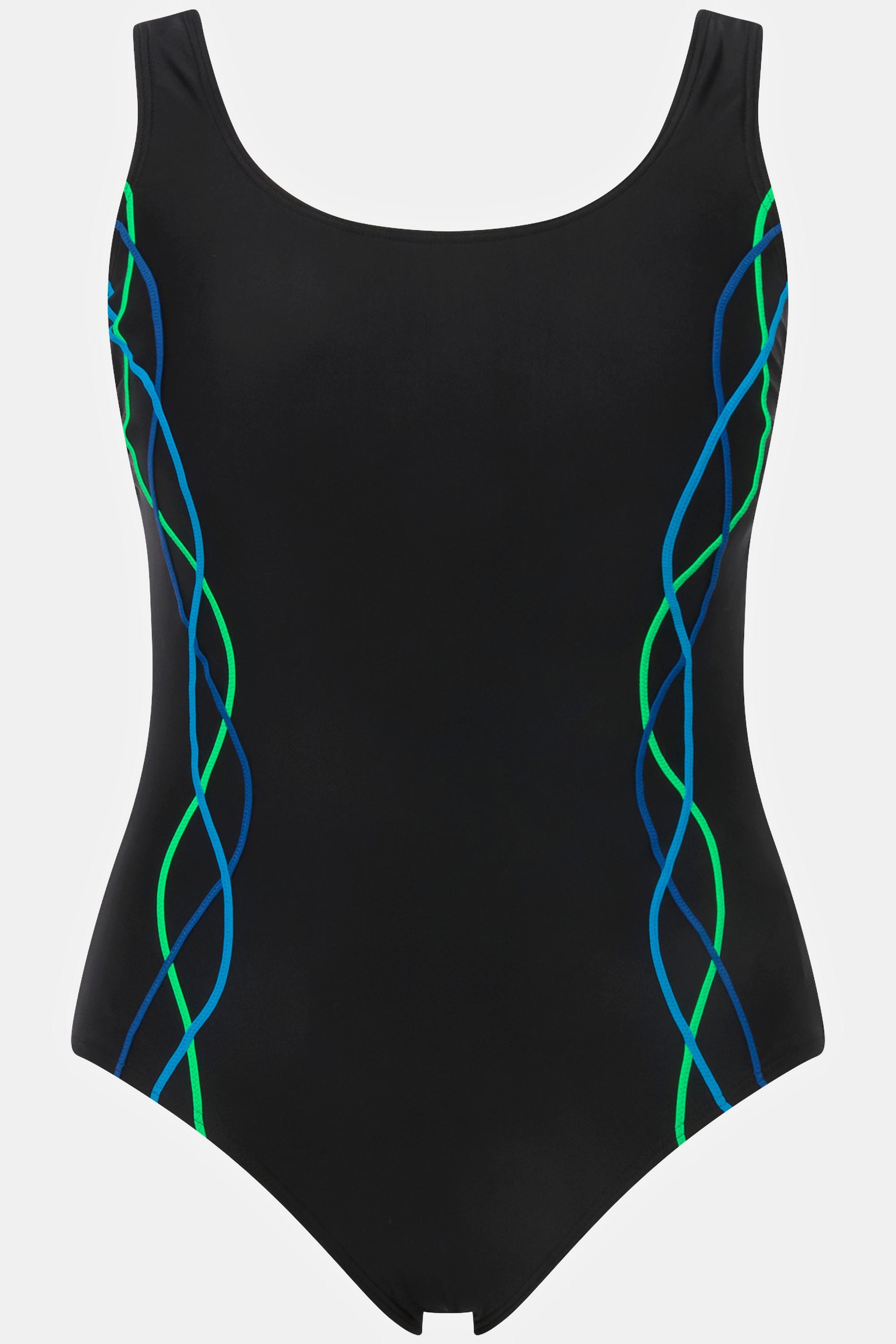 Ulla Popken Maillot de bain avec passepoils et bande sous poitrine  