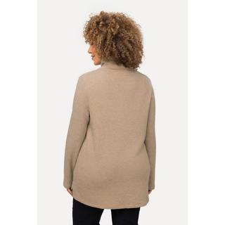 Ulla Popken  Sweat-shirt à col montant et manches longues, texture gaufrée brillante 