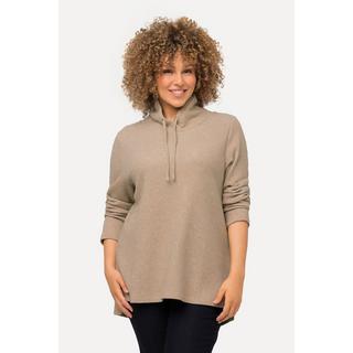 Ulla Popken  Sweat-shirt à col montant et manches longues, texture gaufrée brillante 