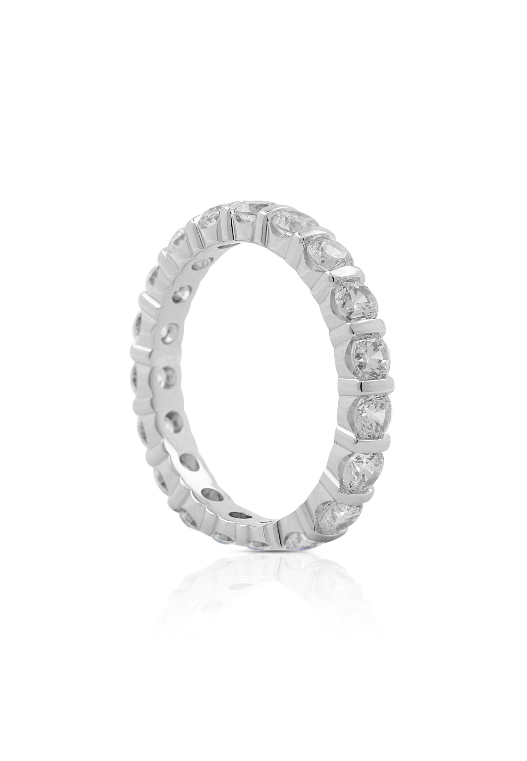 MUAU Schmuck  Bague-mémoire or blanc 750 Zircone 