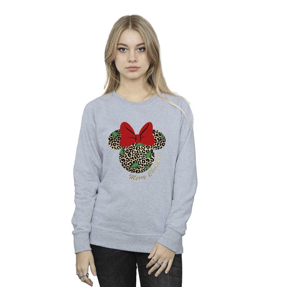 Disney Minnie Mouse Sweatshirt Noël Imprimé Léopard  